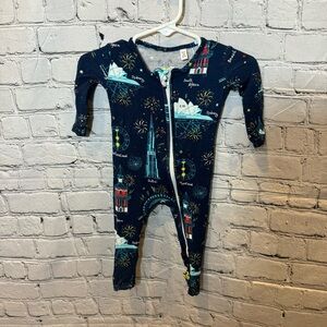Bellabu Bears New Years Bamboo Zippie Romper